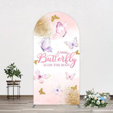 Lofaris Pink Gold Glitter Butterfly Baby Shower Arch Backdrop